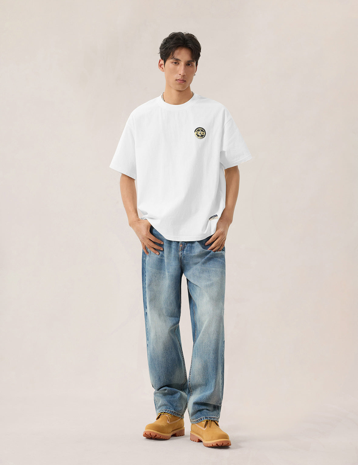 Multi-Pocket Foil Print T-Shirt