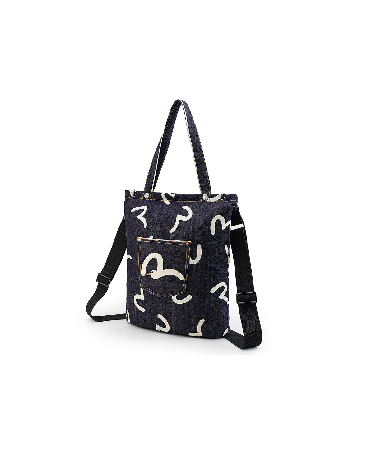 Allover Seagull Print Denim Bag