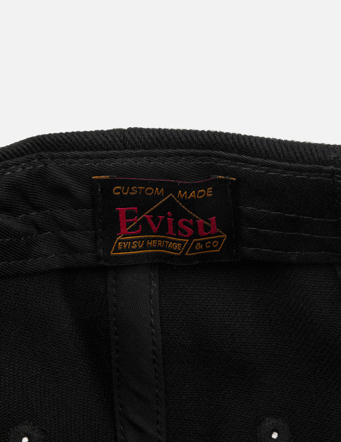 EVISU 标识刺绣棒球帽 - 黑