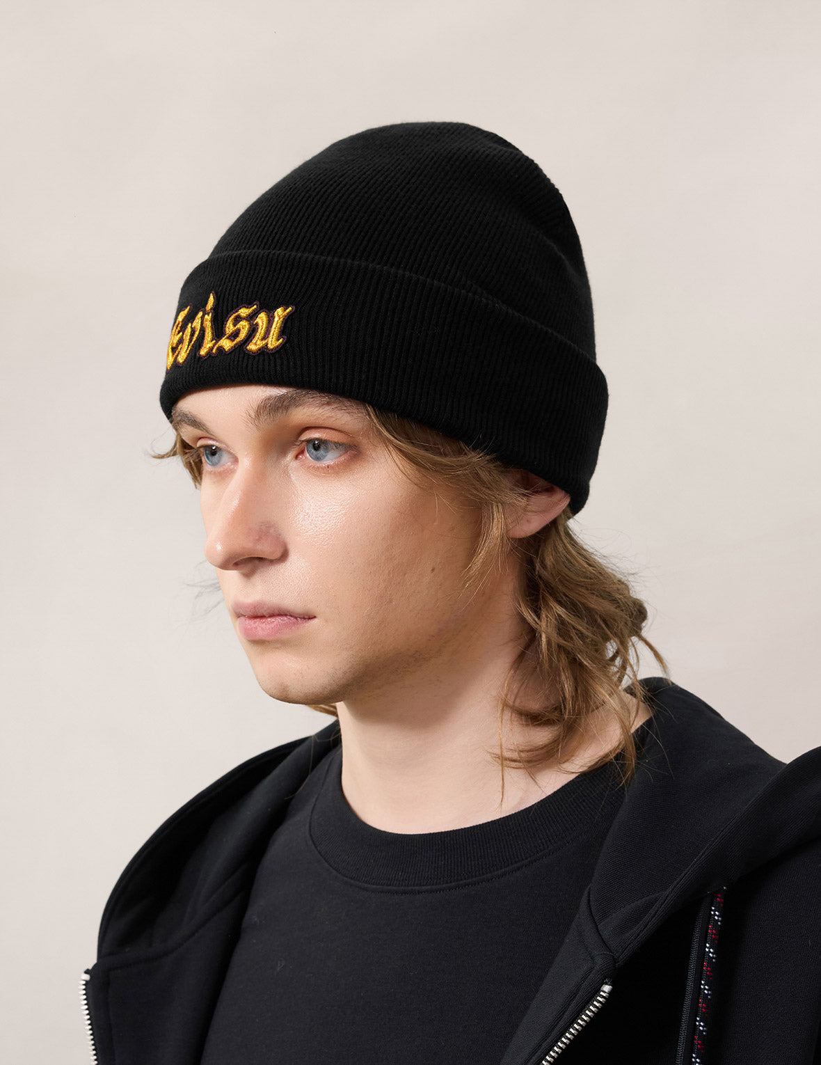 Evisu Logo Embroidery Beanie - Black