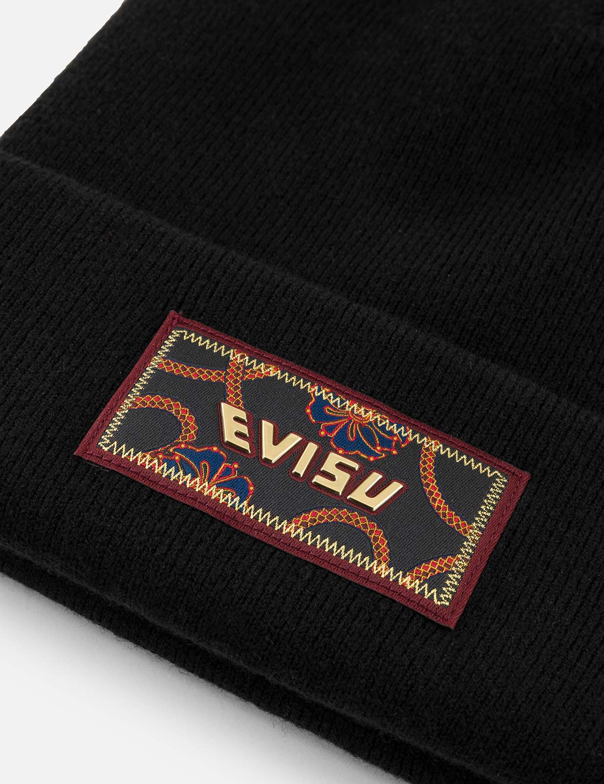 Evisu Logo Embroidery Beanie - Black
