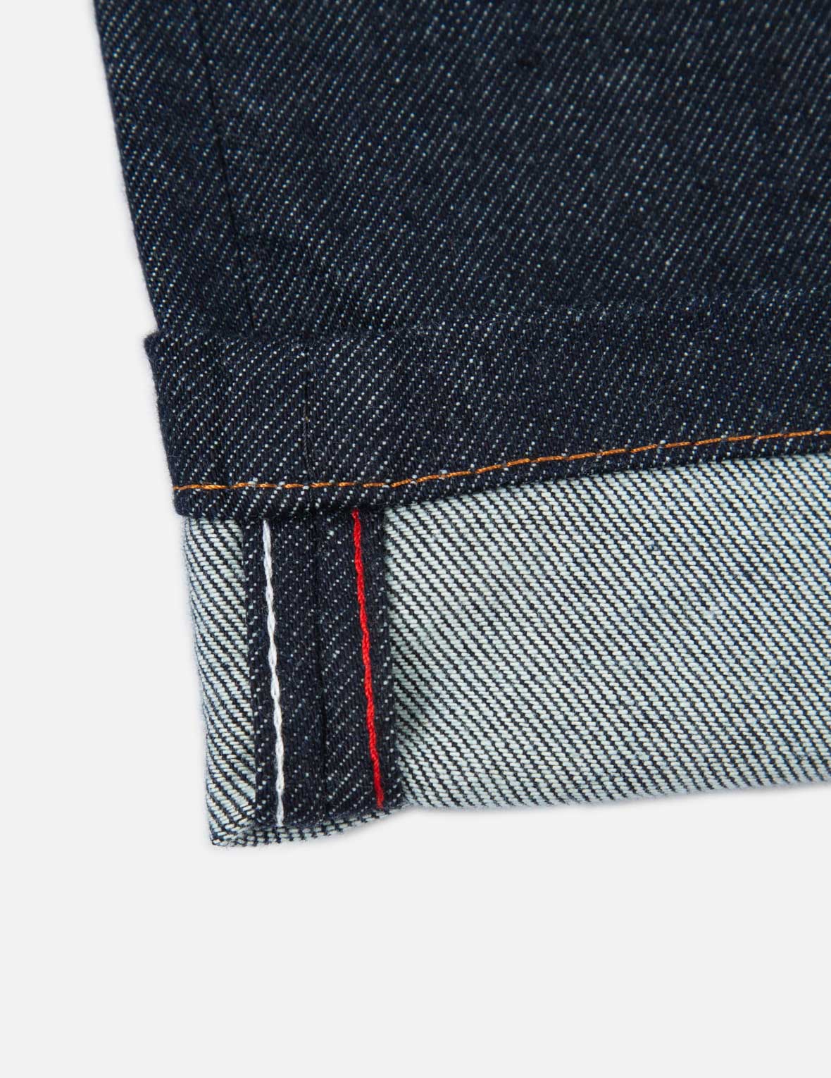 Brushstroke Daicock Split-Front Denim Pencil Skirt
