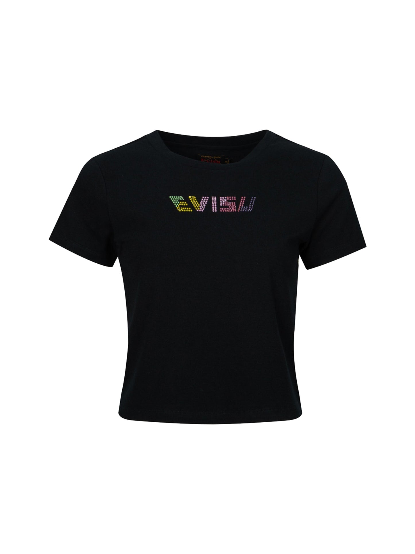Colorful Rhinestone Logo Slim Fit T-shirt