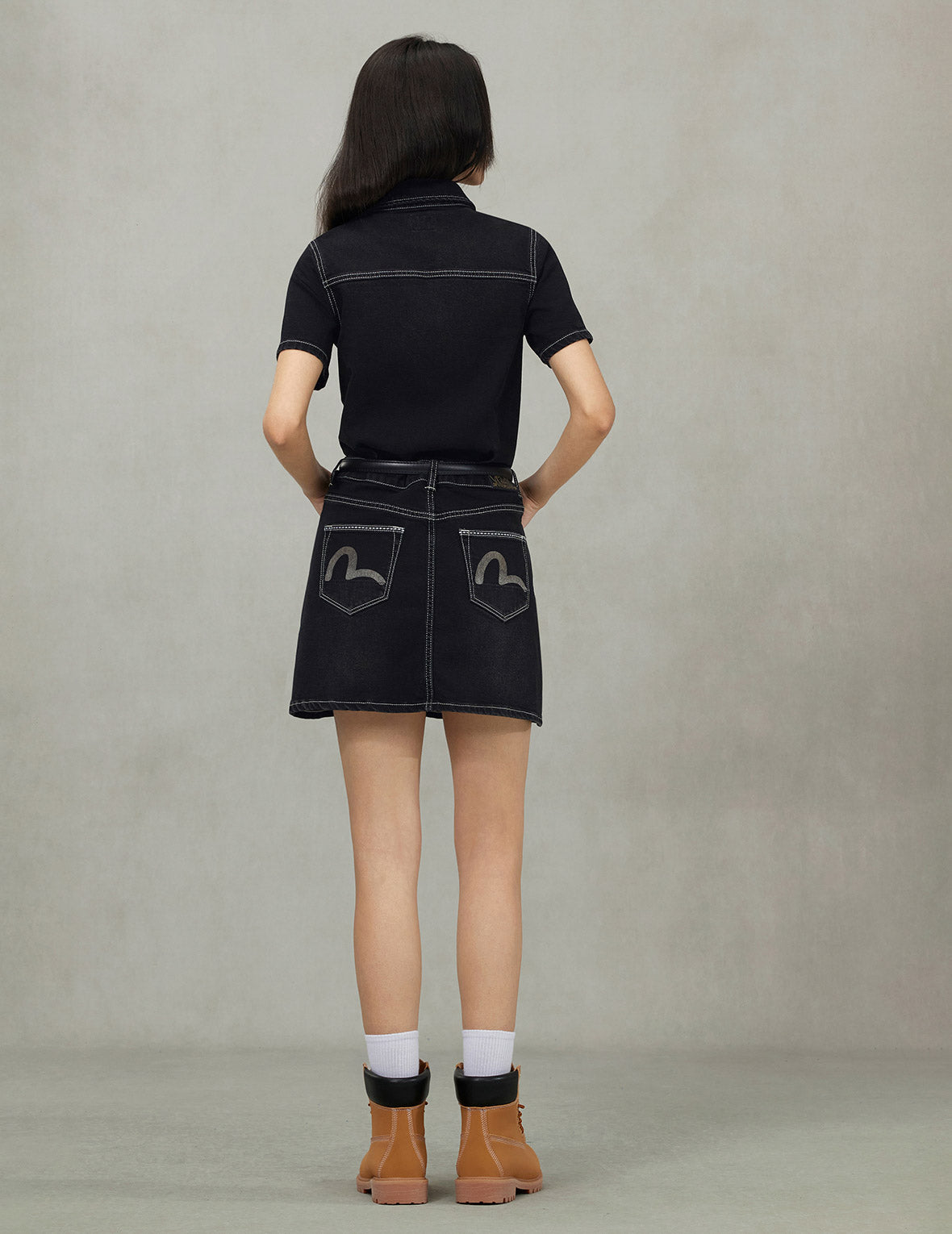 Logo Embroidery Fashion Fit Denim Dress