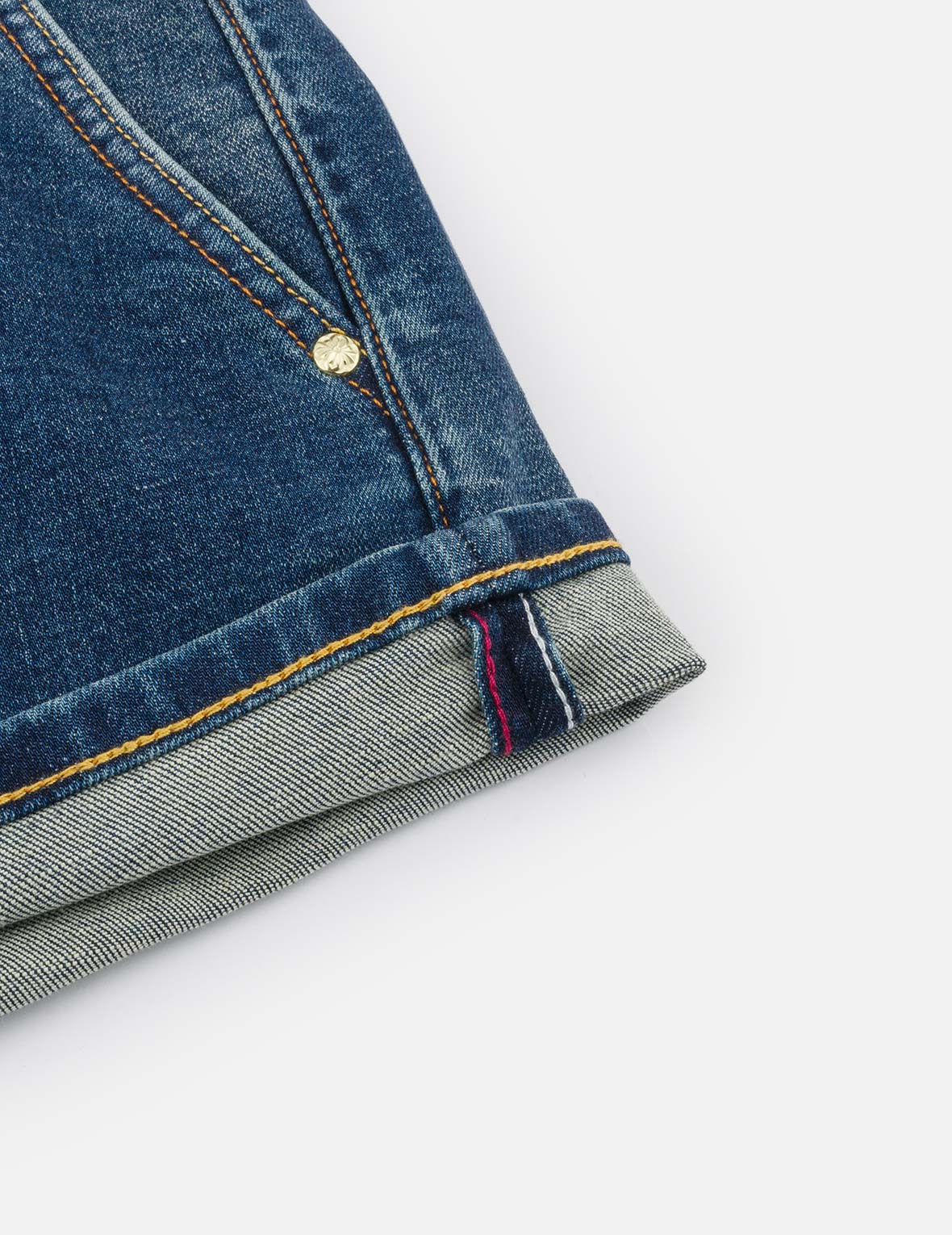 “EV” Rhinestone Embellished Loose Fit Denim Shorts