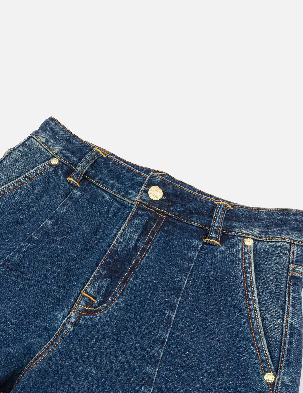 “EV” Rhinestone Embellished Loose Fit Denim Shorts