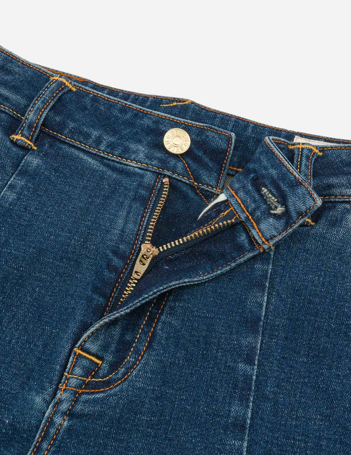 “EV” Rhinestone Embellished Loose Fit Denim Shorts