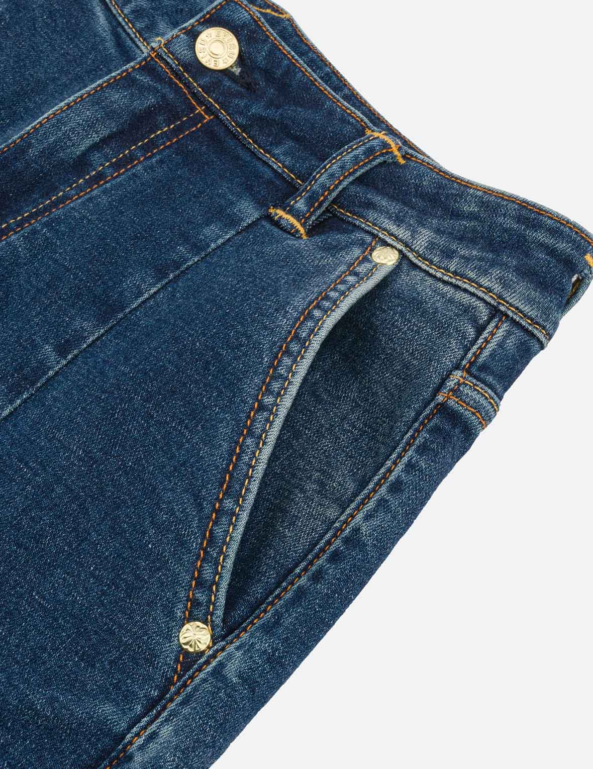 “EV” Rhinestone Embellished Loose Fit Denim Shorts