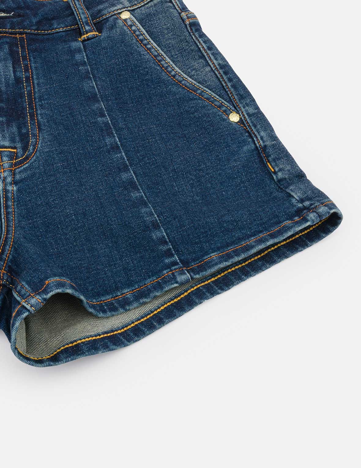 “EV” Rhinestone Embellished Loose Fit Denim Shorts