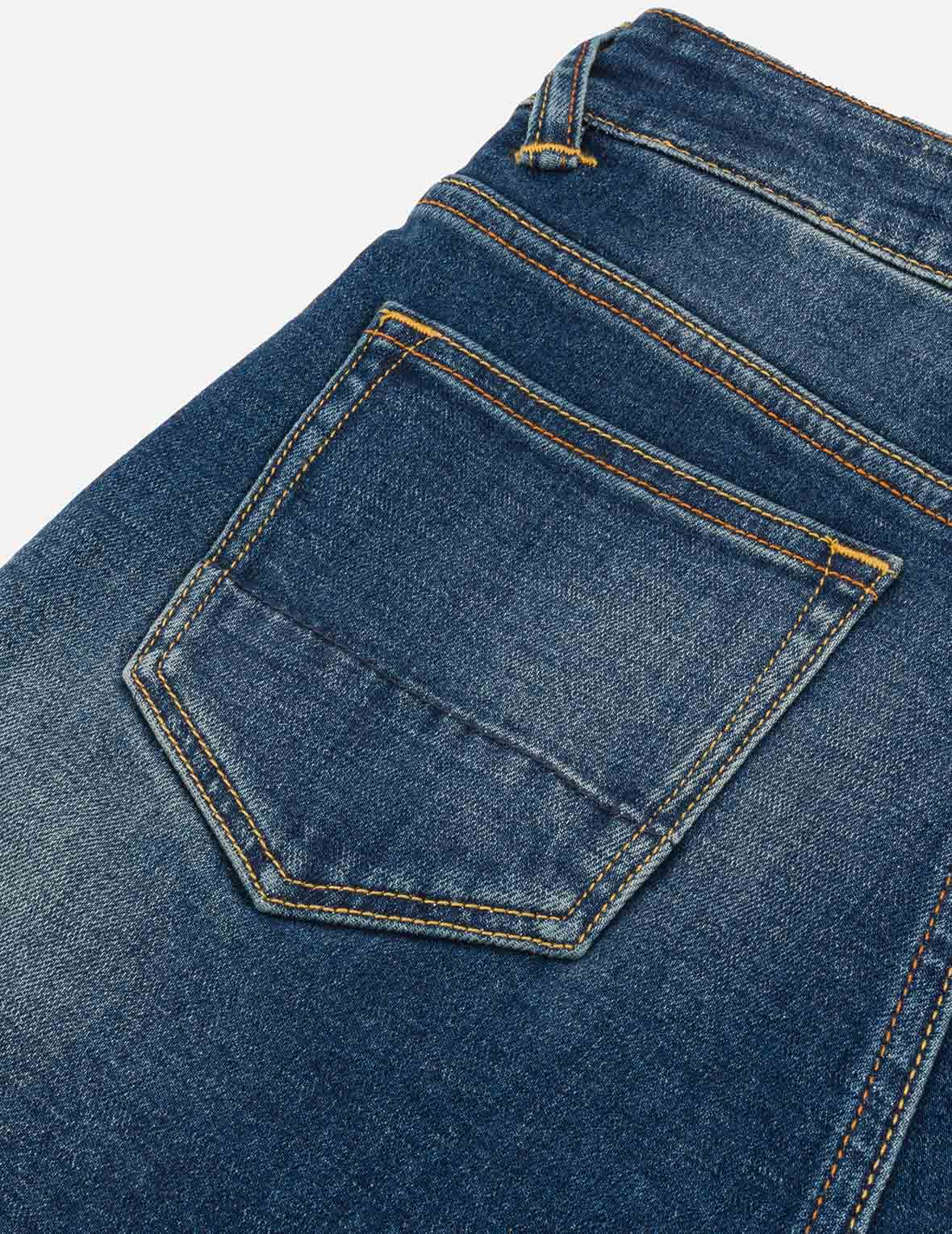 “EV” Rhinestone Embellished Loose Fit Denim Shorts