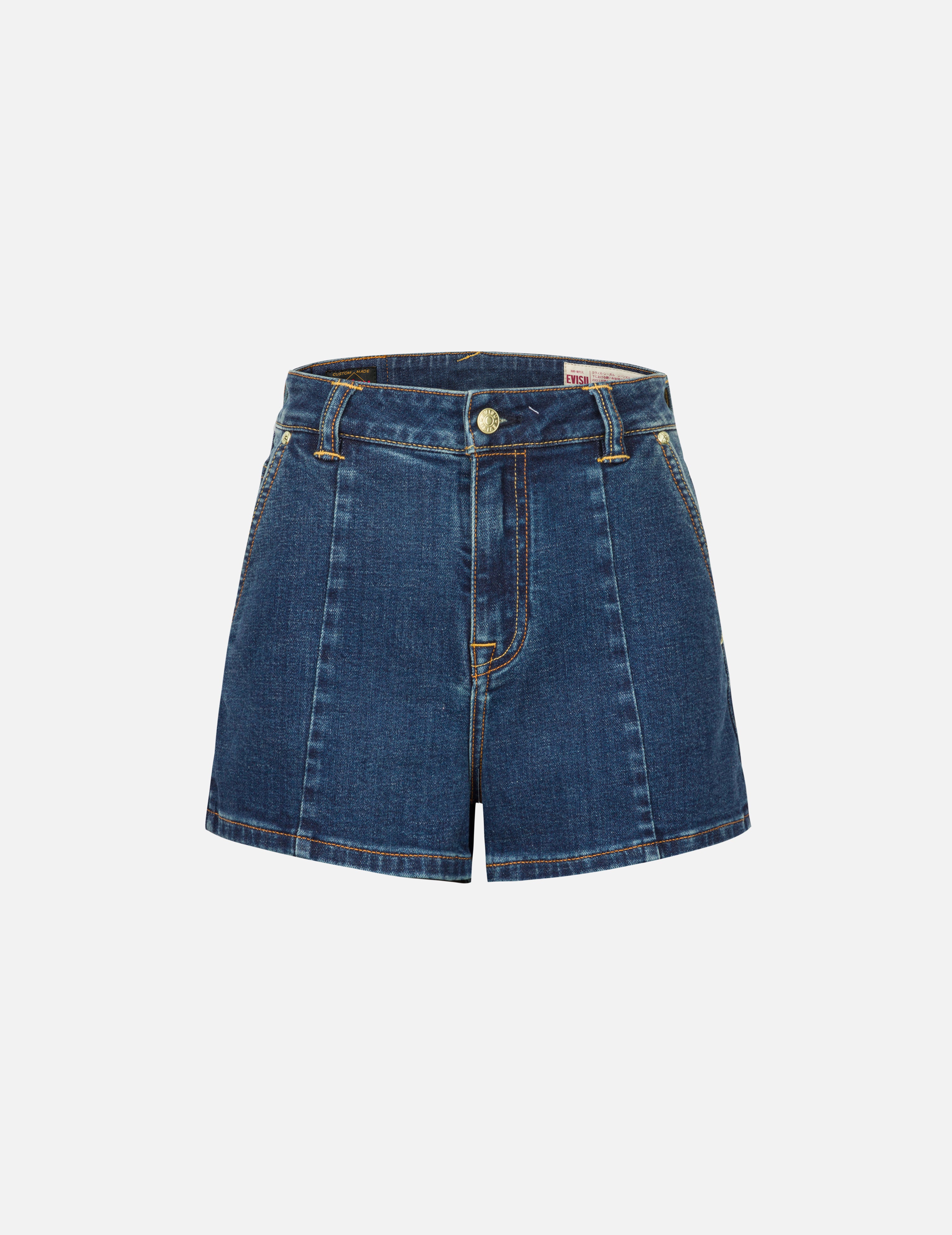 “EV” Rhinestone Embellished Loose Fit Denim Shorts