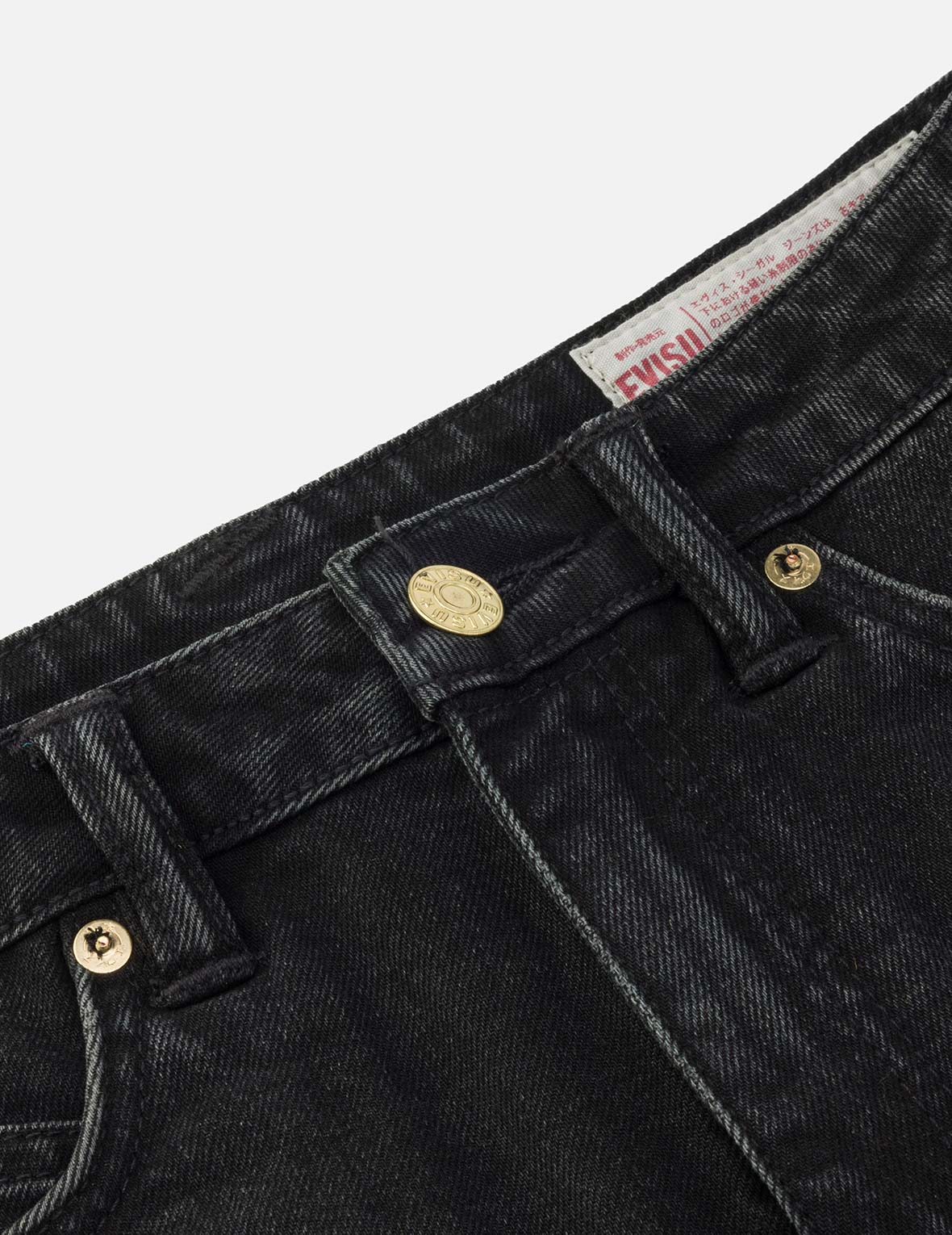 绳结海鸥刺绣宽版黑色牛仔短裤