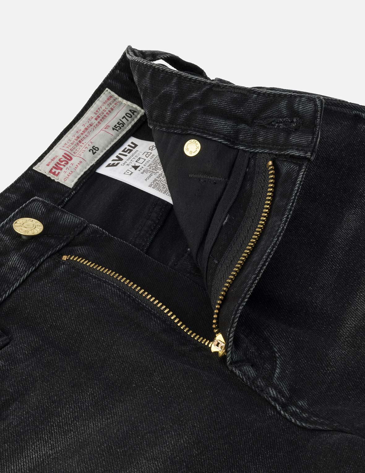 绳结海鸥刺绣宽版黑色牛仔短裤