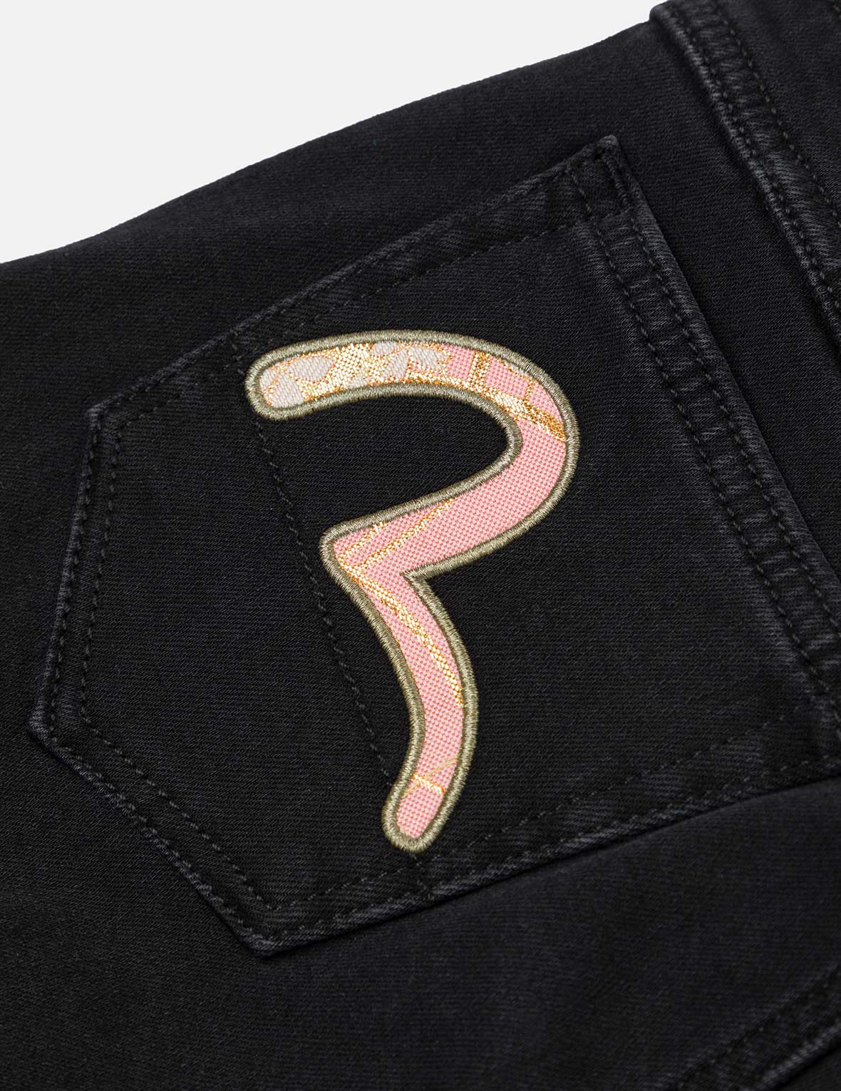 Brocade Inserted Seagull Skinny Jeans