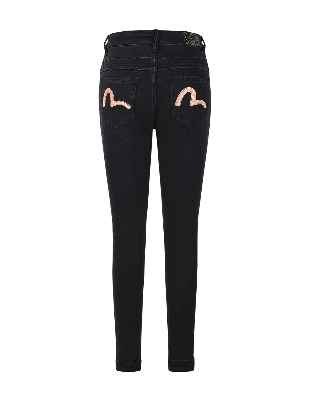 Brocade Inserted Seagull Skinny Jeans