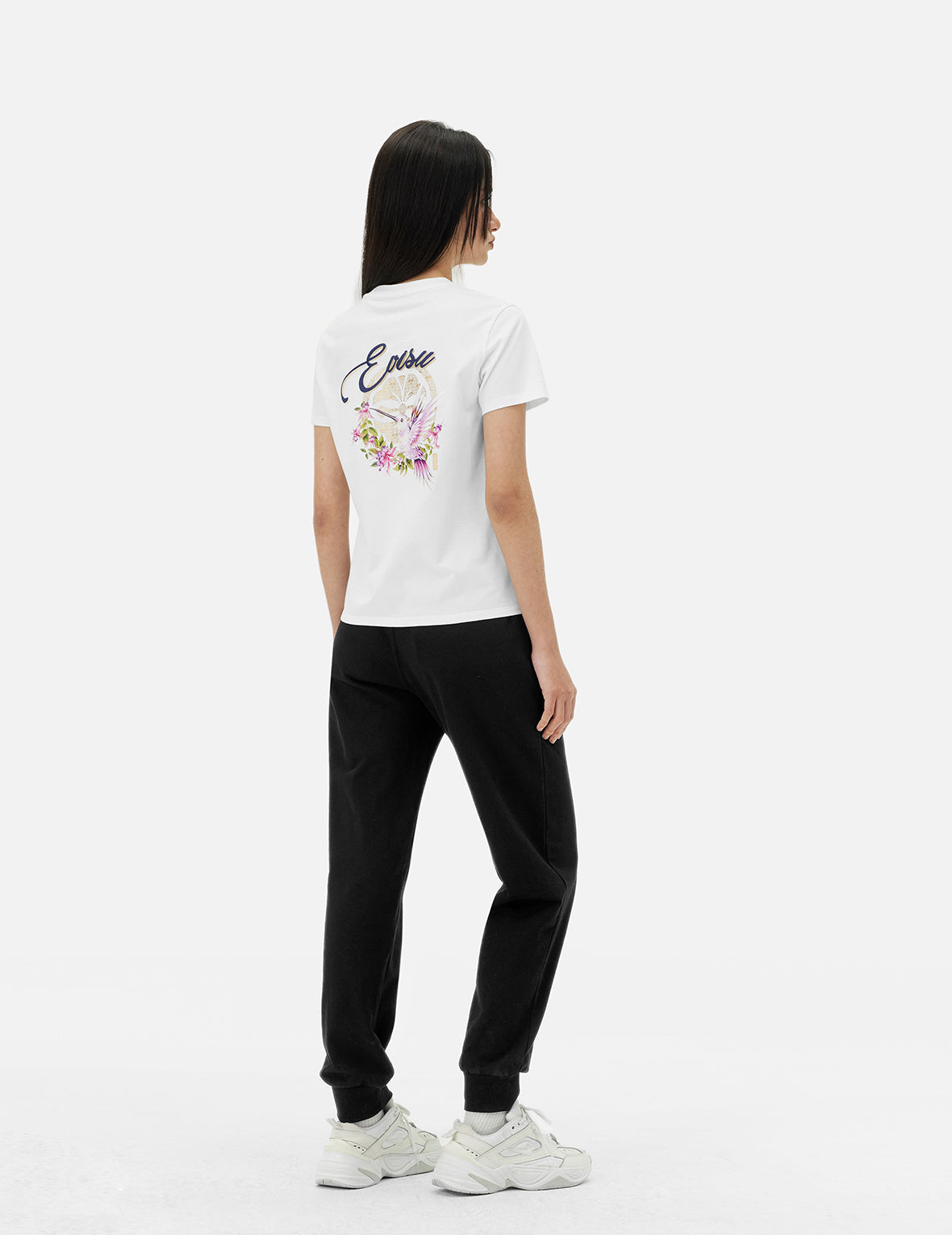 Hummingbird and Magnolia Print Regular Fit T-shirt