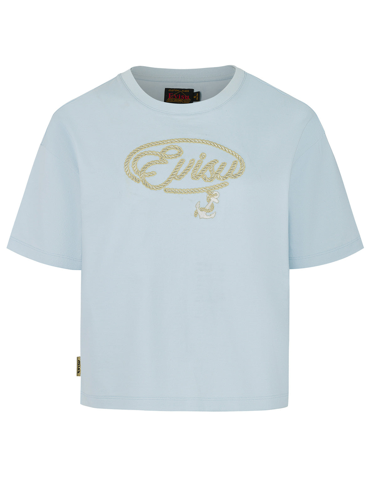 帆绳扭纹商标和船锚刺绣短款T恤