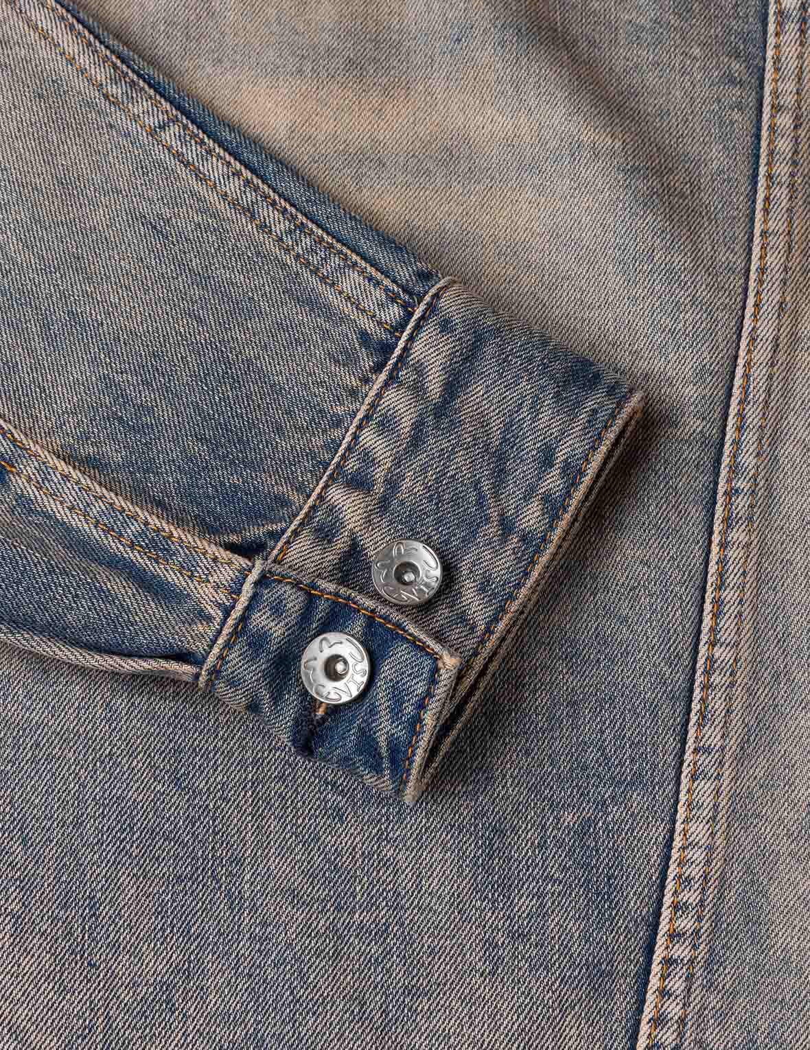 Two Tone Washed Bondage Denim Jacket