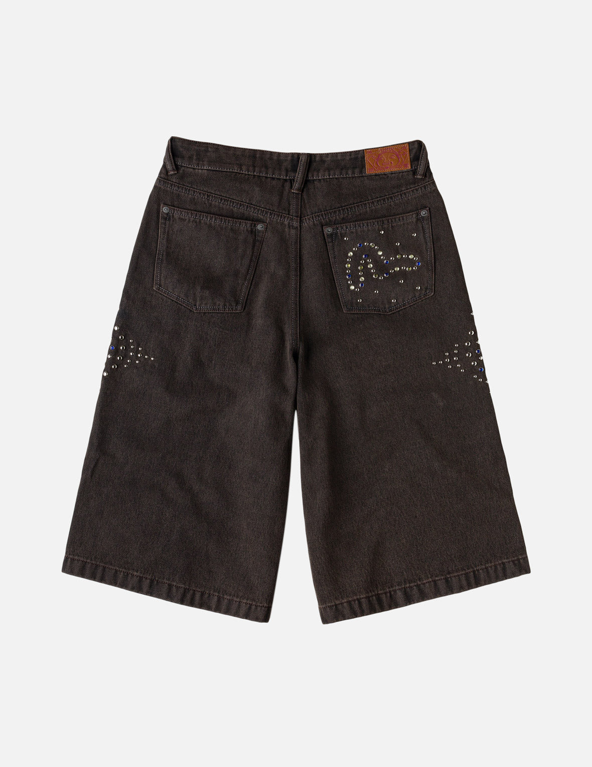 闪钻图案牛仔短裤