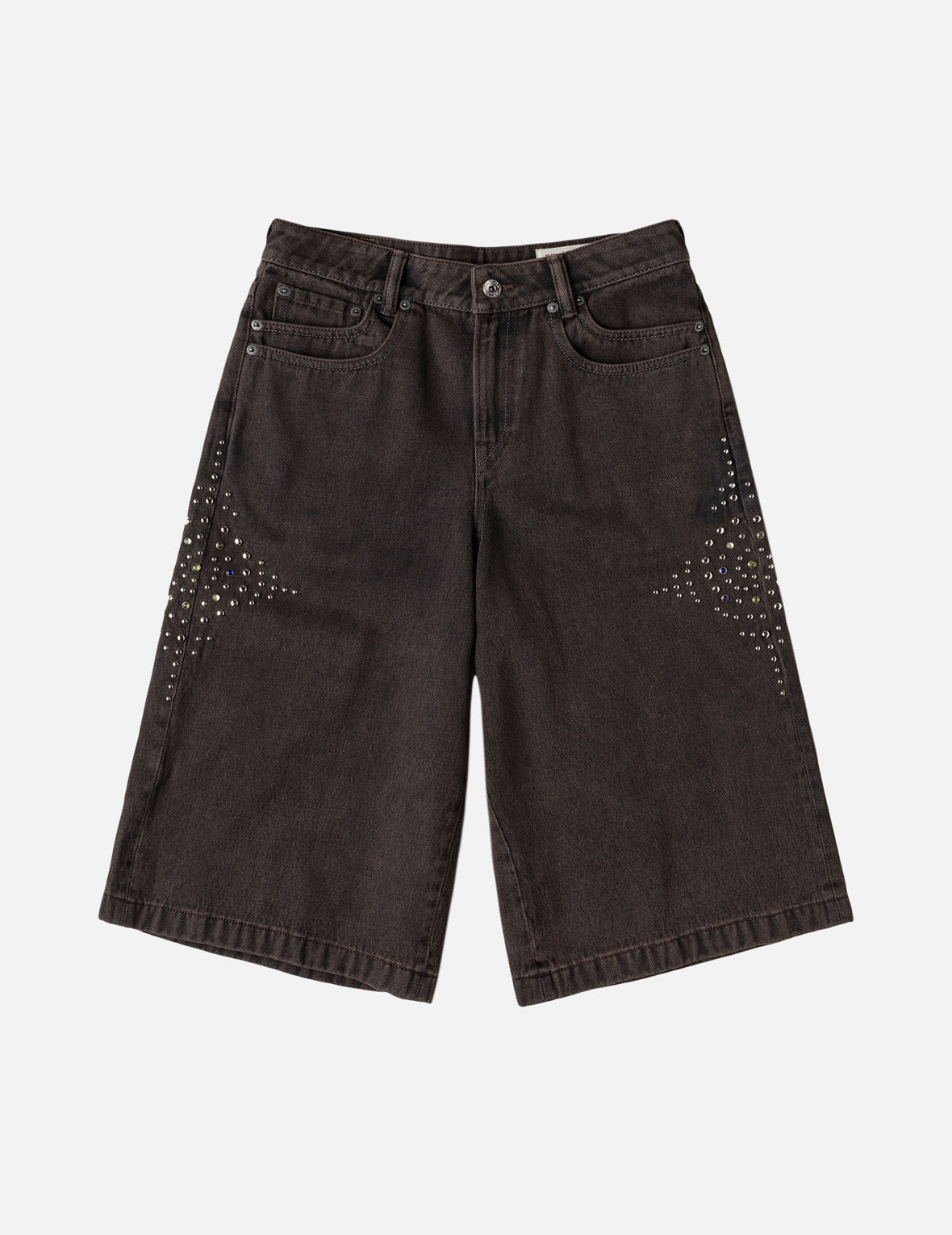 闪钻图案牛仔短裤