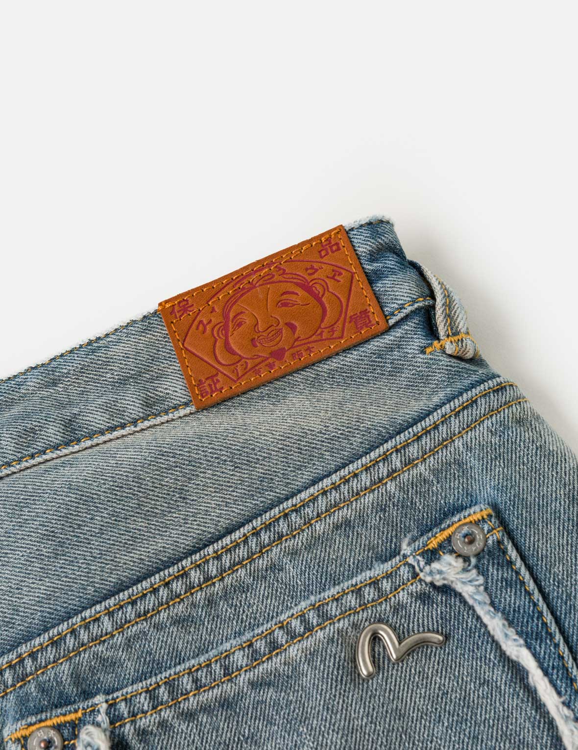 Distressed Denim Shorts with Printed Pocket Lining