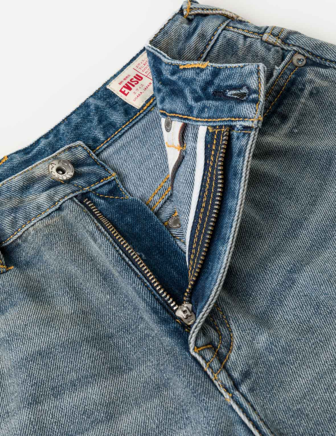 Distressed Denim Shorts with Printed Pocket Lining
