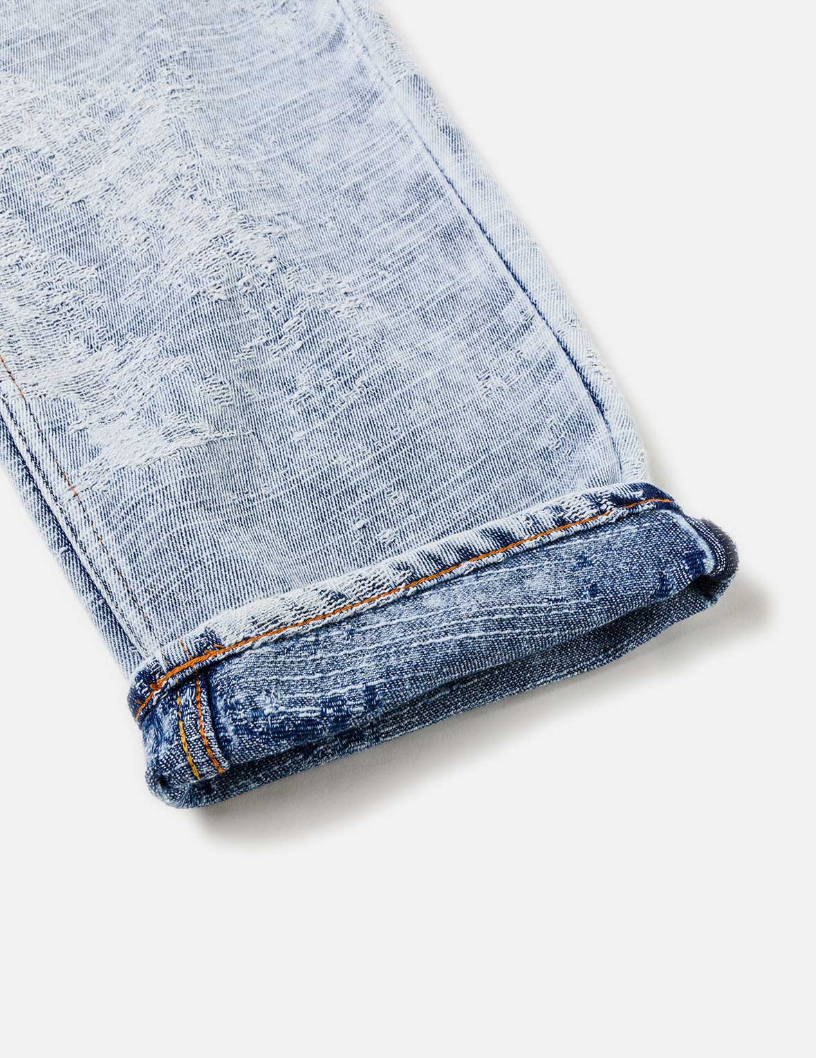 做旧海鷗弯刀牛仔裤