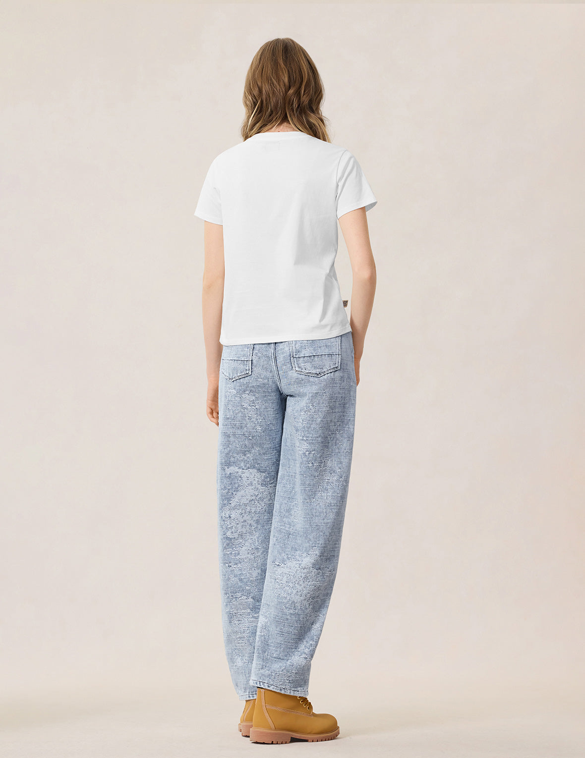 做旧海鷗弯刀牛仔裤