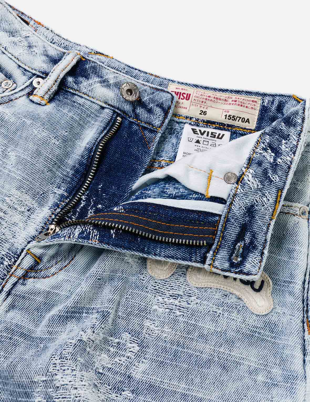 做旧海鷗弯刀牛仔裤