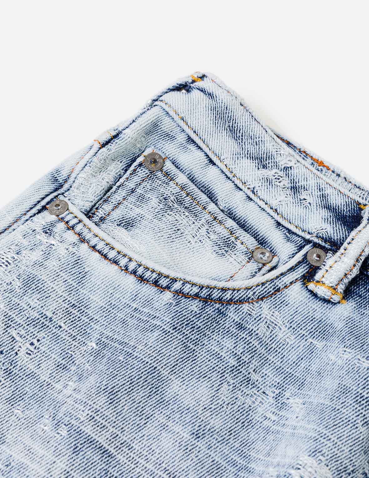 做旧海鷗弯刀牛仔裤