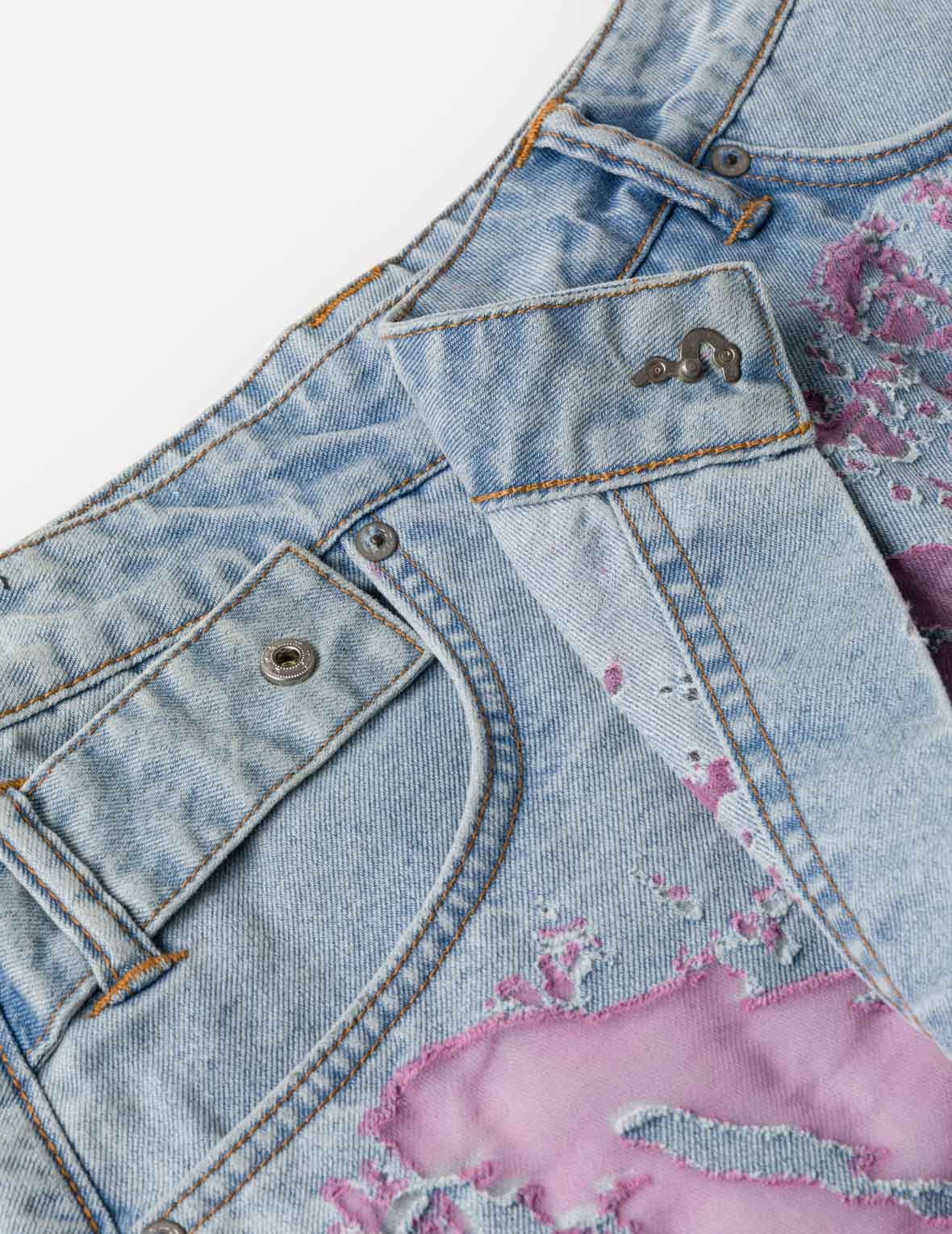 Color Burn-out Wordmark Denim Skort
