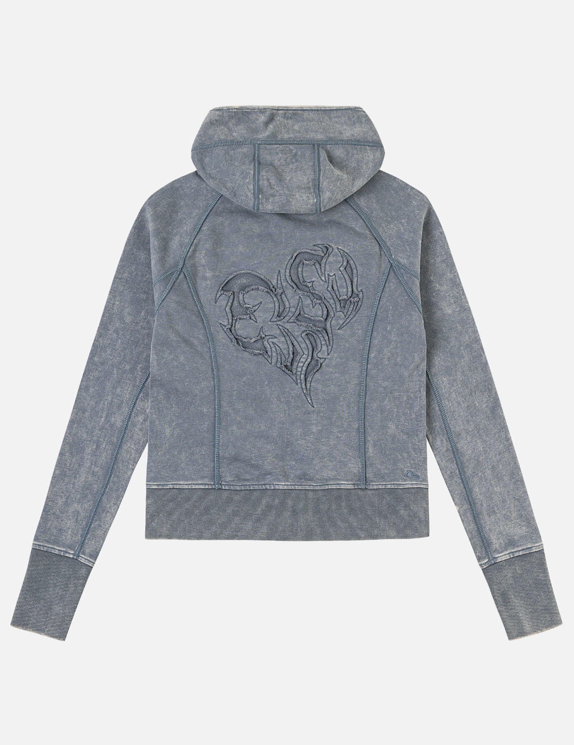 反转面料拼接拉链短款连帽衫