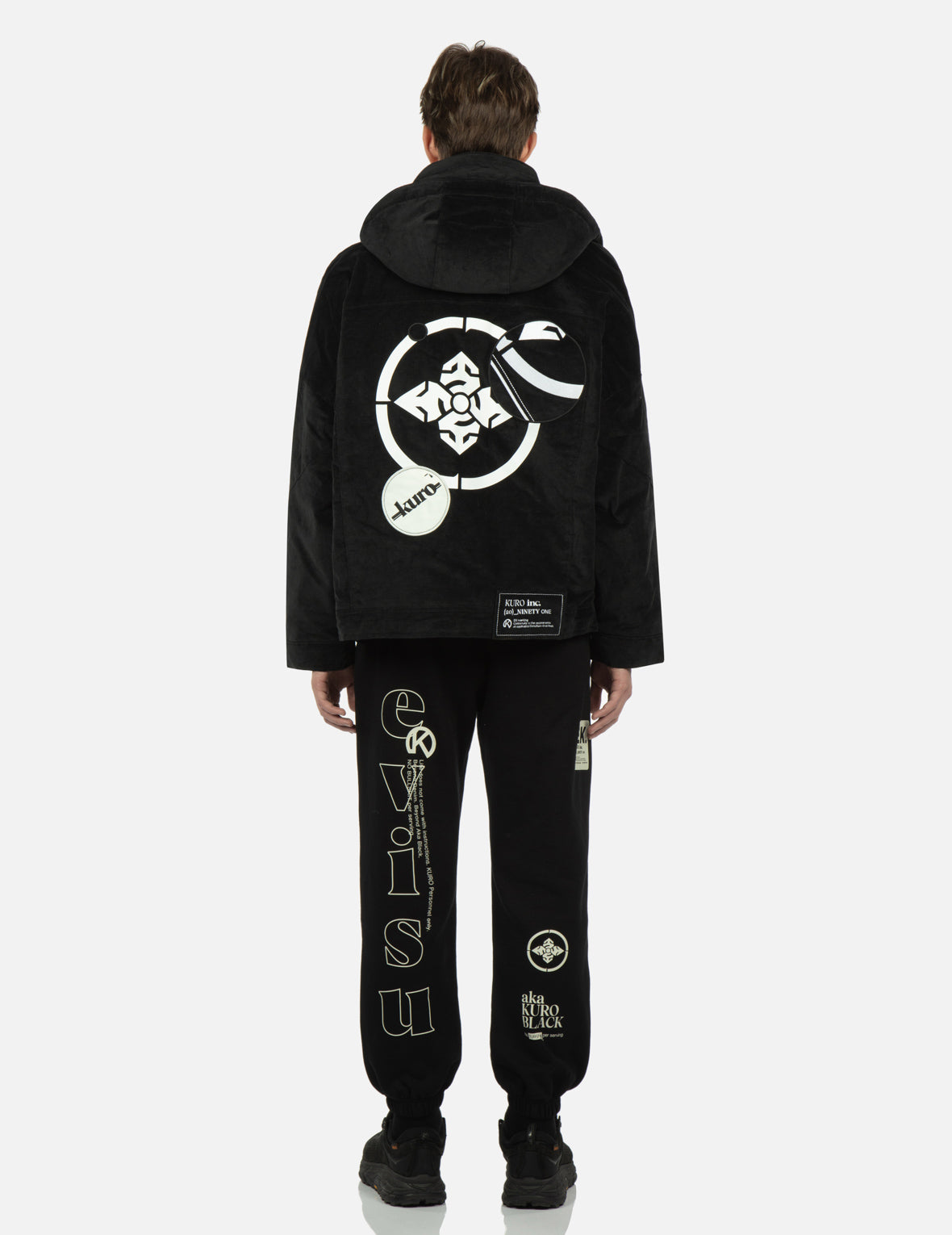家花及Logo拼贴连帽夹克