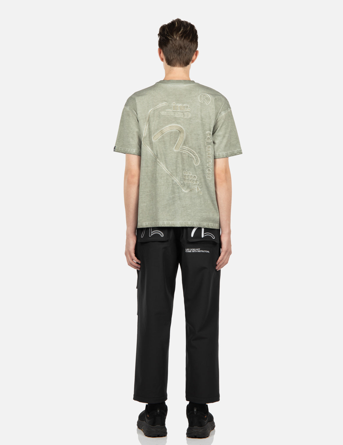 撞色口袋海鸥刺绣长裤