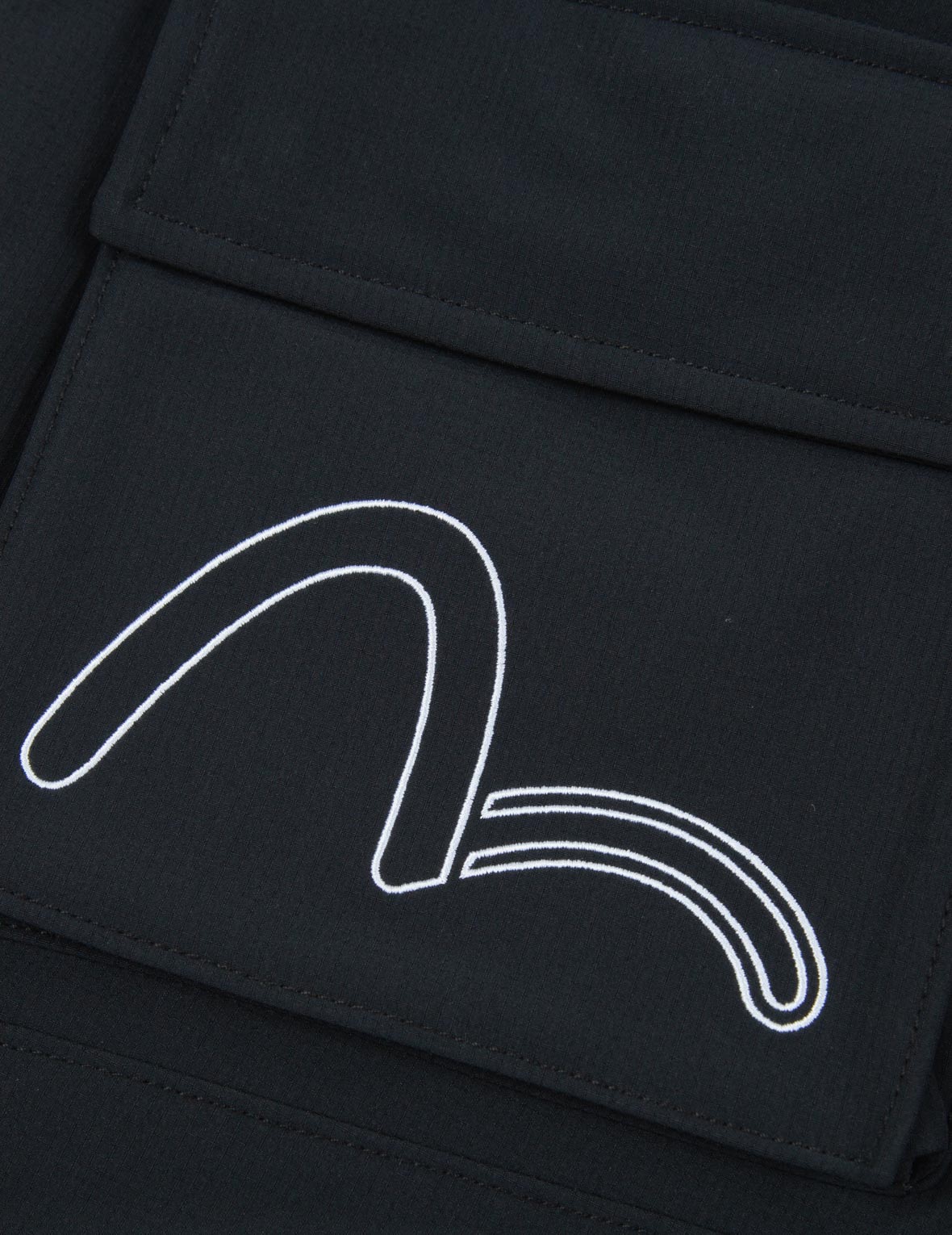 撞色口袋海鸥刺绣长裤