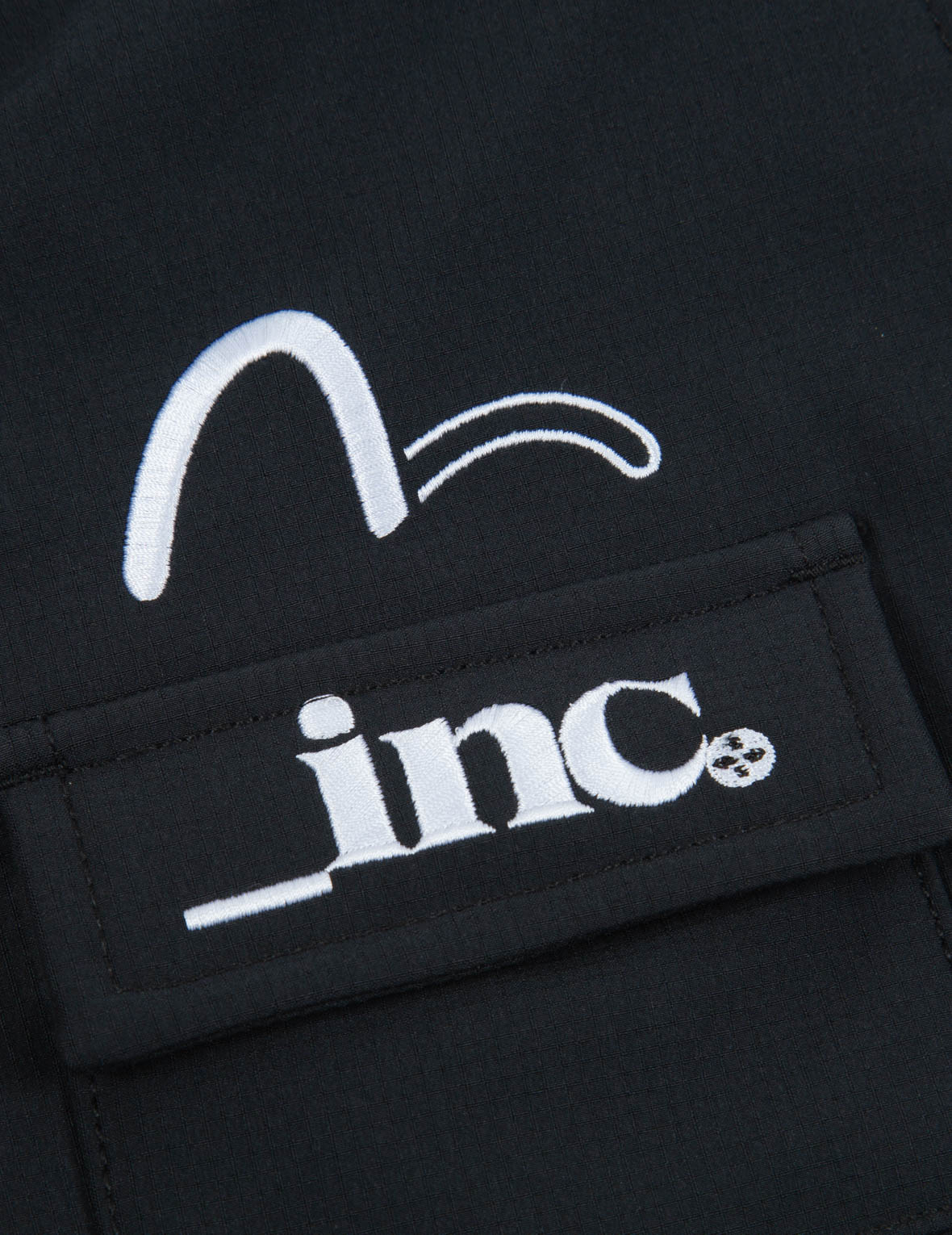 撞色口袋海鸥刺绣长裤