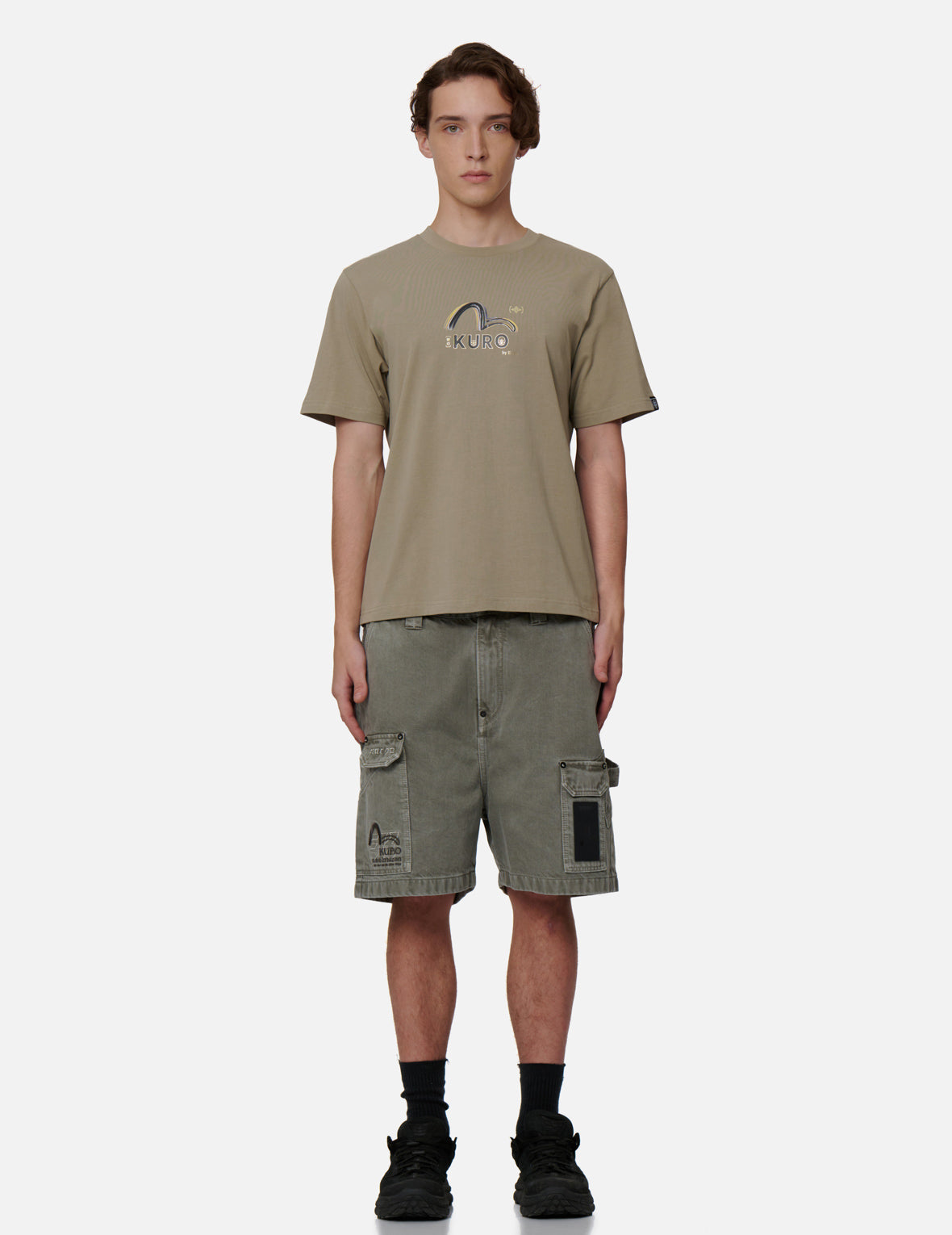 Brush Camouflage Effect Seagull Print T-shirt