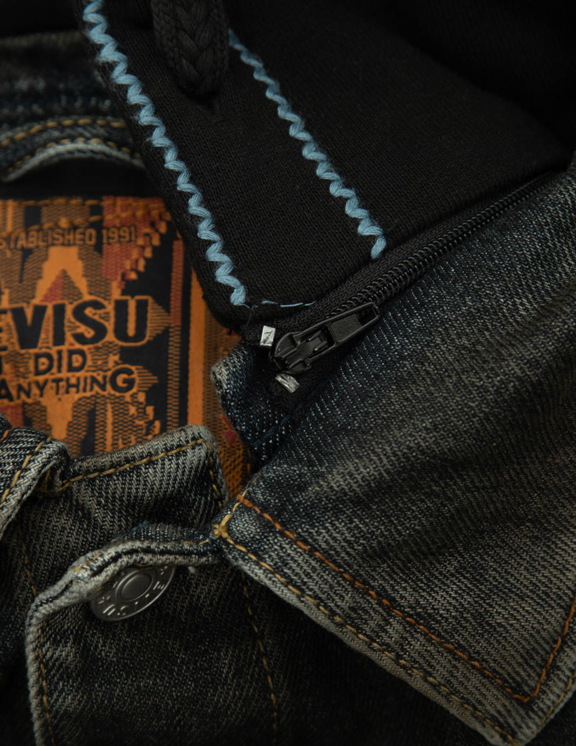 Ethnic-inspired Wheel of Wisdom Print and Embroidery Relax Fit Denim Jacket