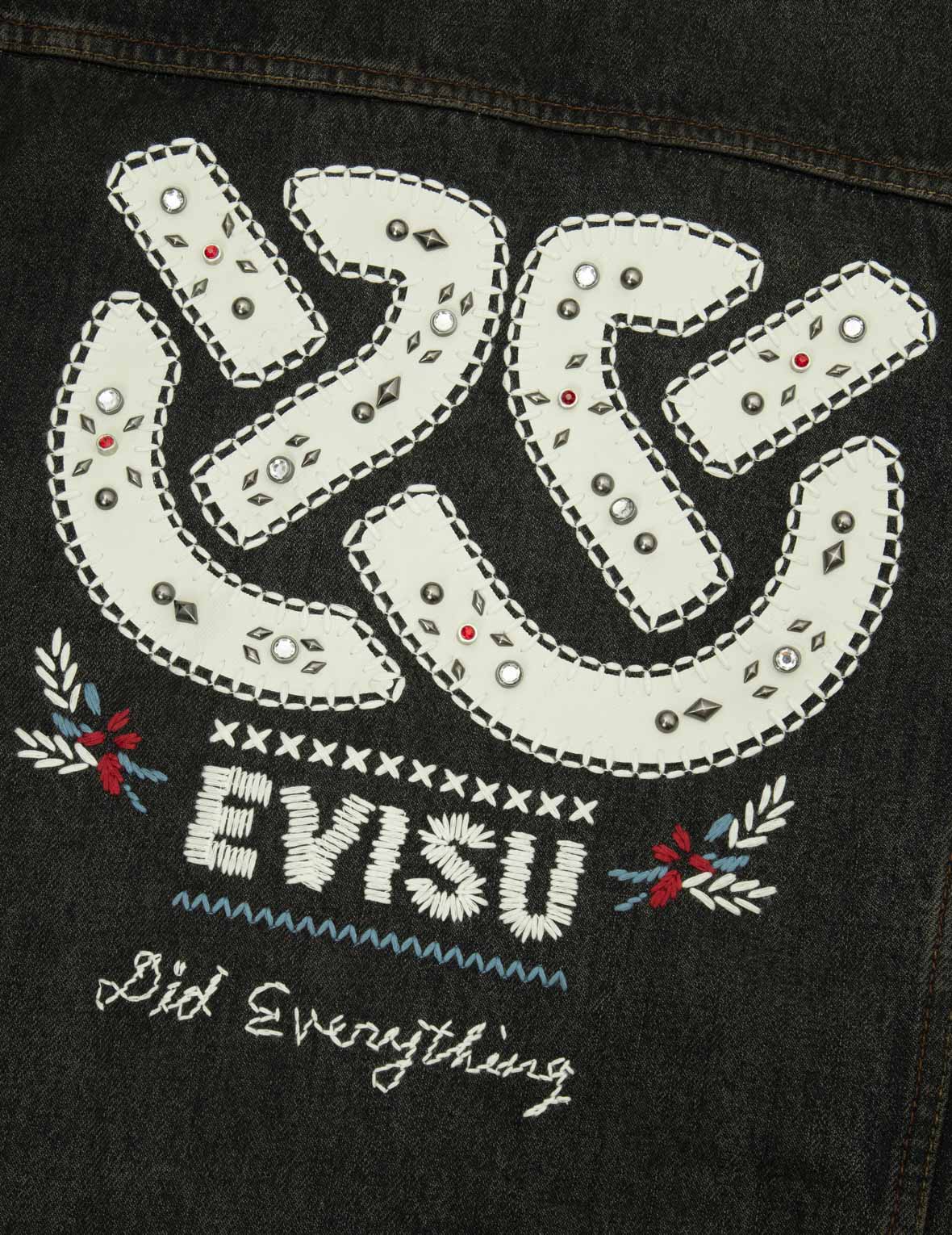 Ethnic-inspired Wheel of Wisdom Print and Embroidery Relax Fit Denim Jacket