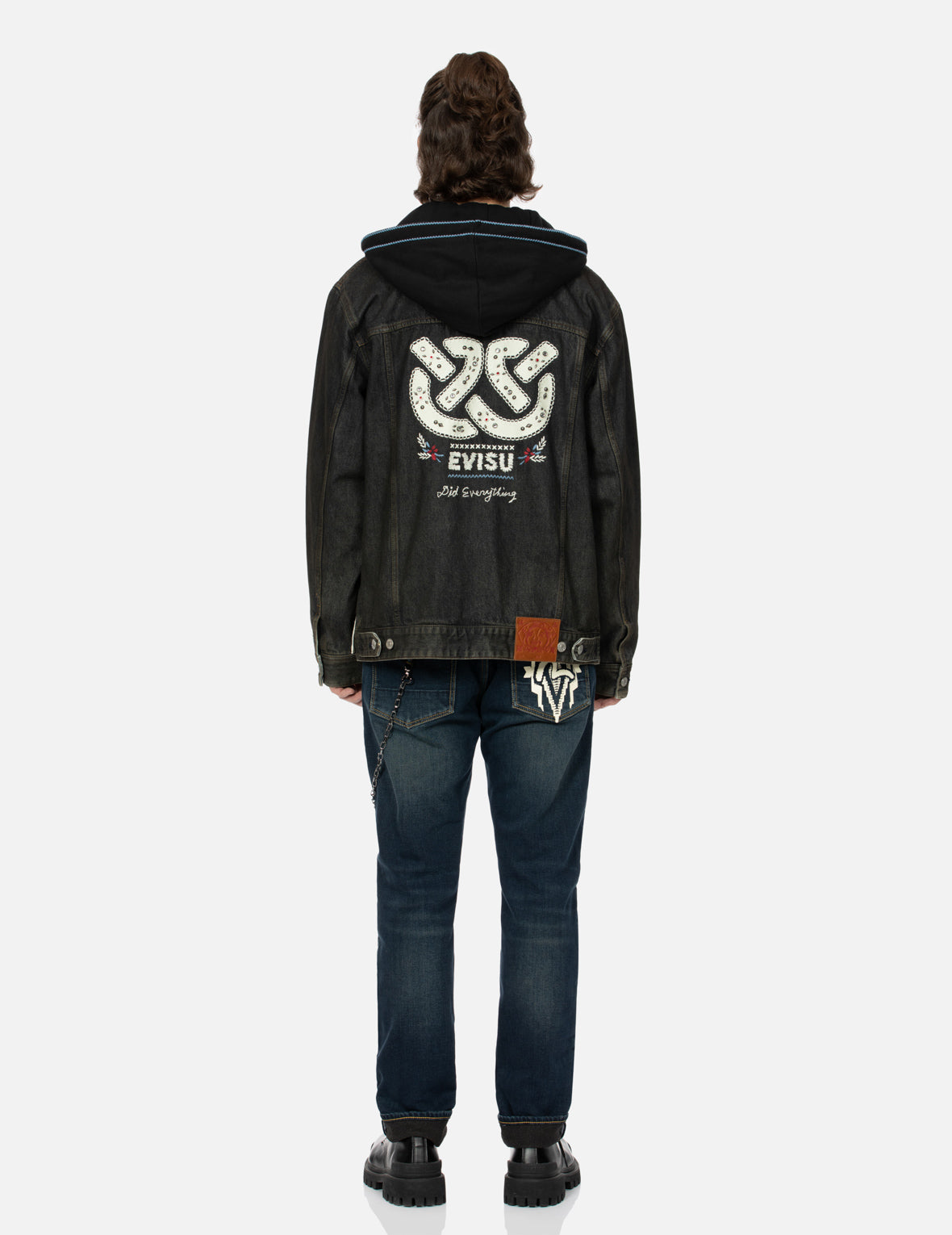 Ethnic-inspired Wheel of Wisdom Print and Embroidery Relax Fit Denim Jacket