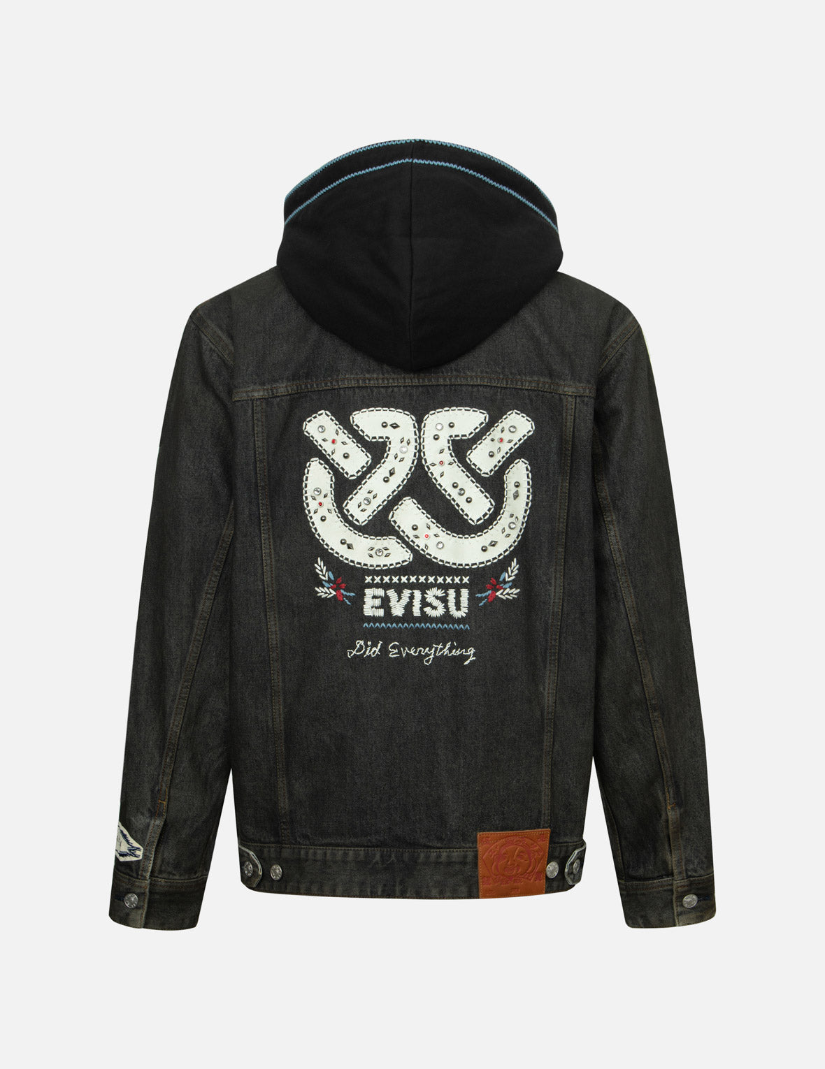 Ethnic-inspired Wheel of Wisdom Print and Embroidery Relax Fit Denim Jacket