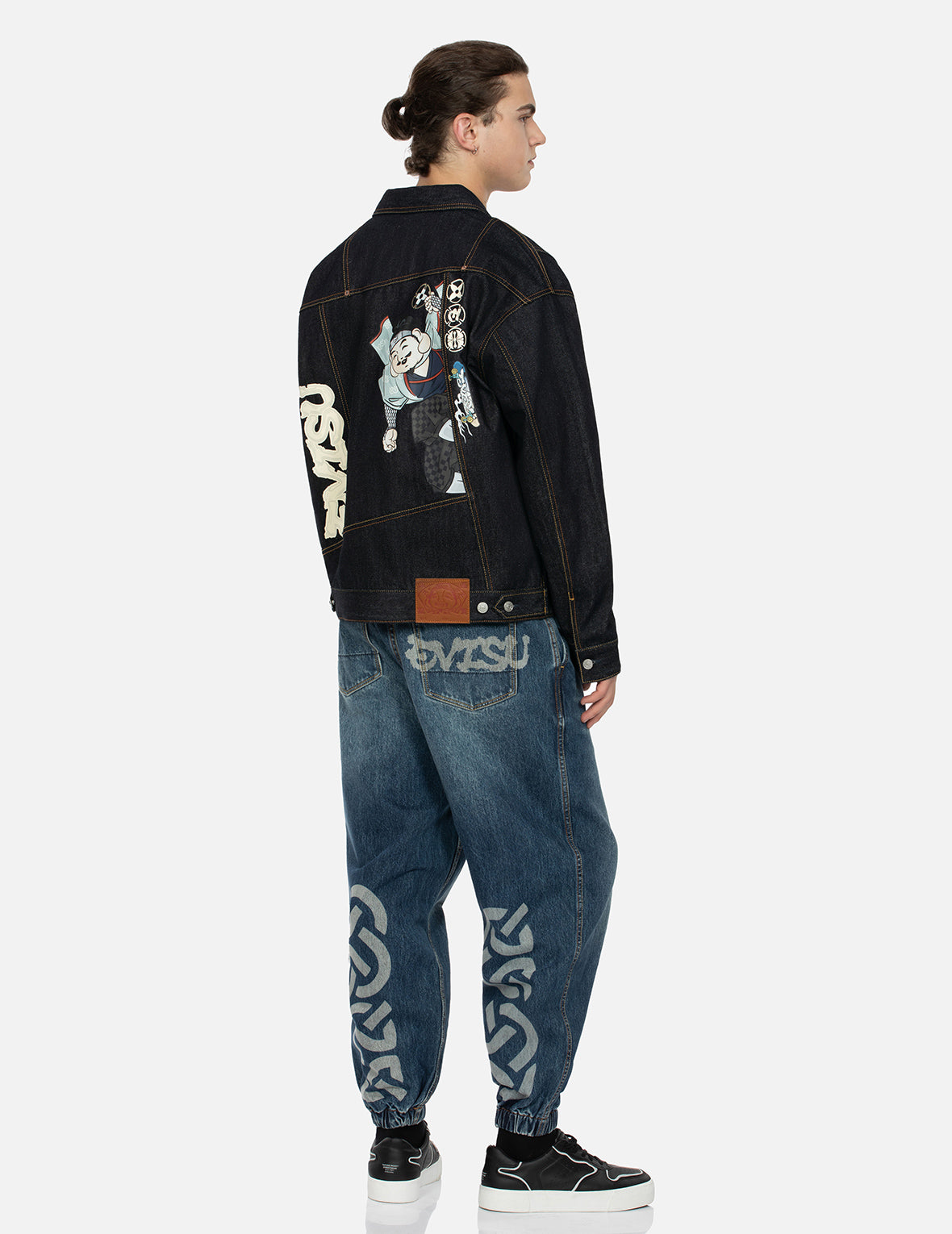 Ninja Godhead Print Loose Fit Deconstructive Denim Jacket