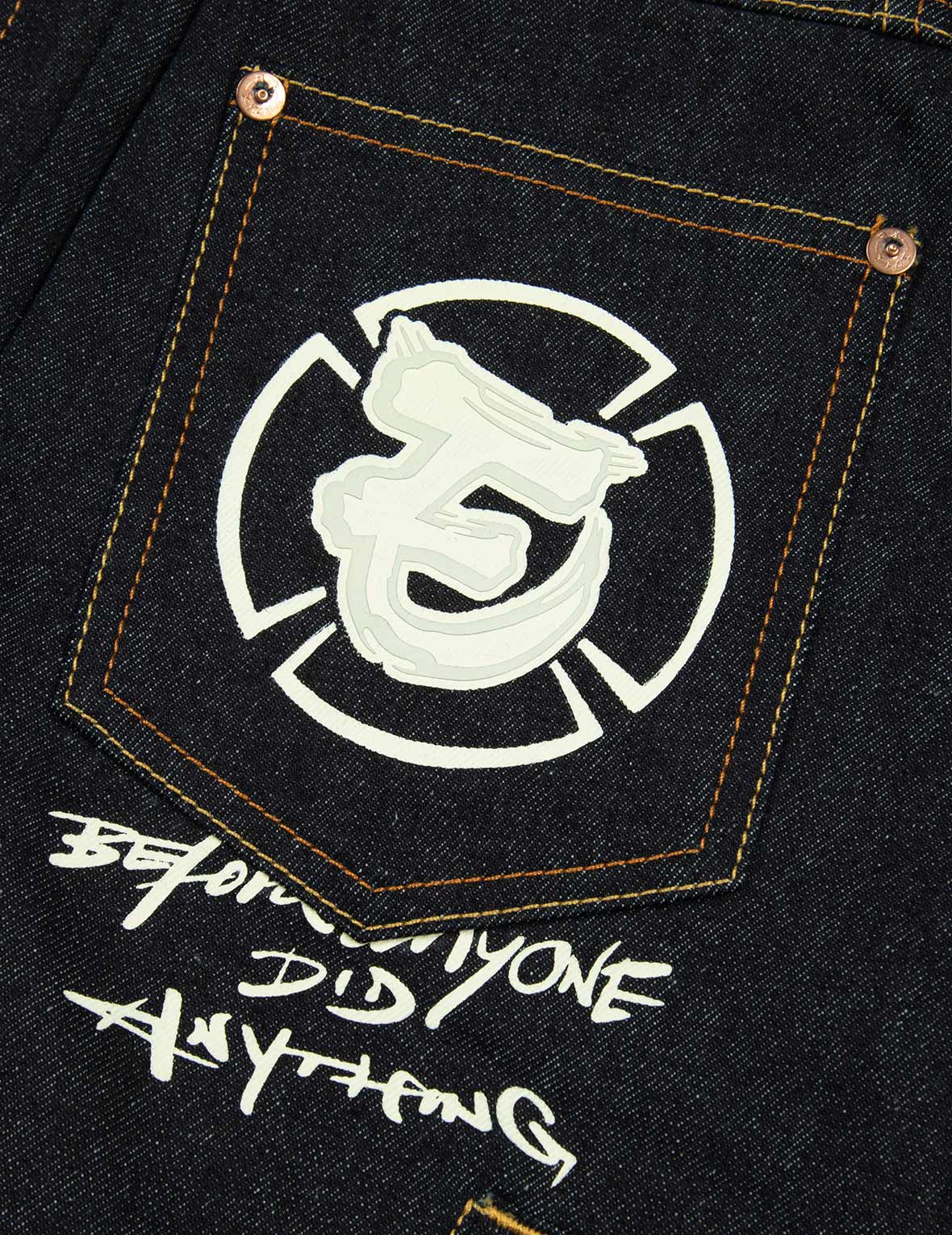 Ninja Godhead Print Loose Fit Deconstructive Denim Jacket