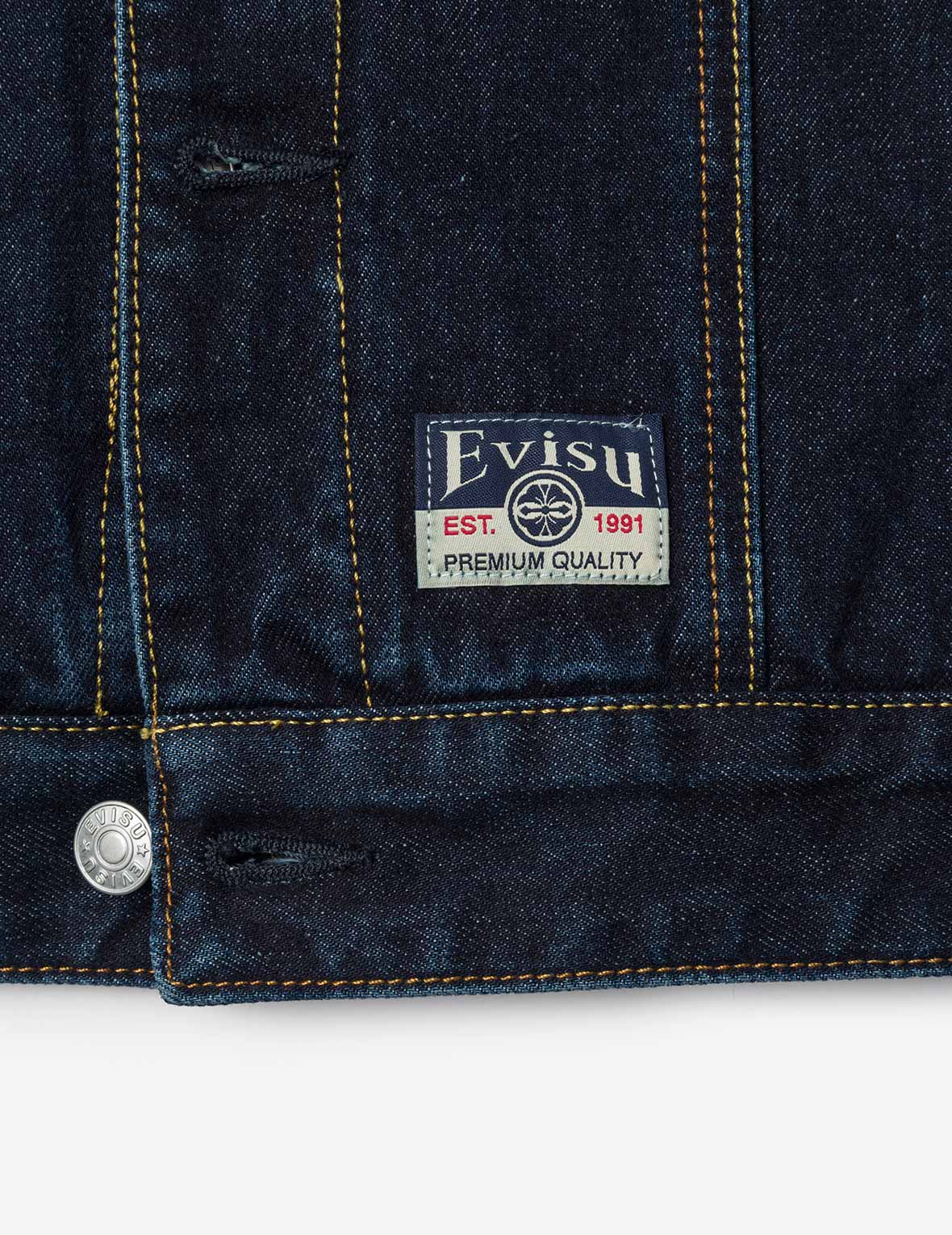 Ninja Daruma Embroidery Regular Fit Padded Denim Jacket