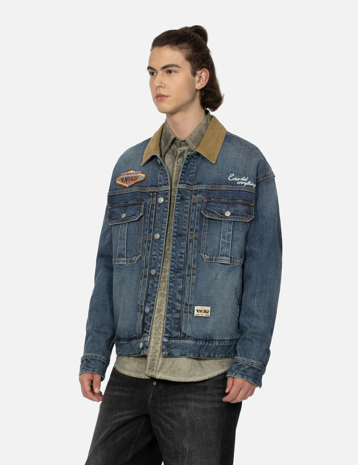 海神刺绣宽版牛仔外套