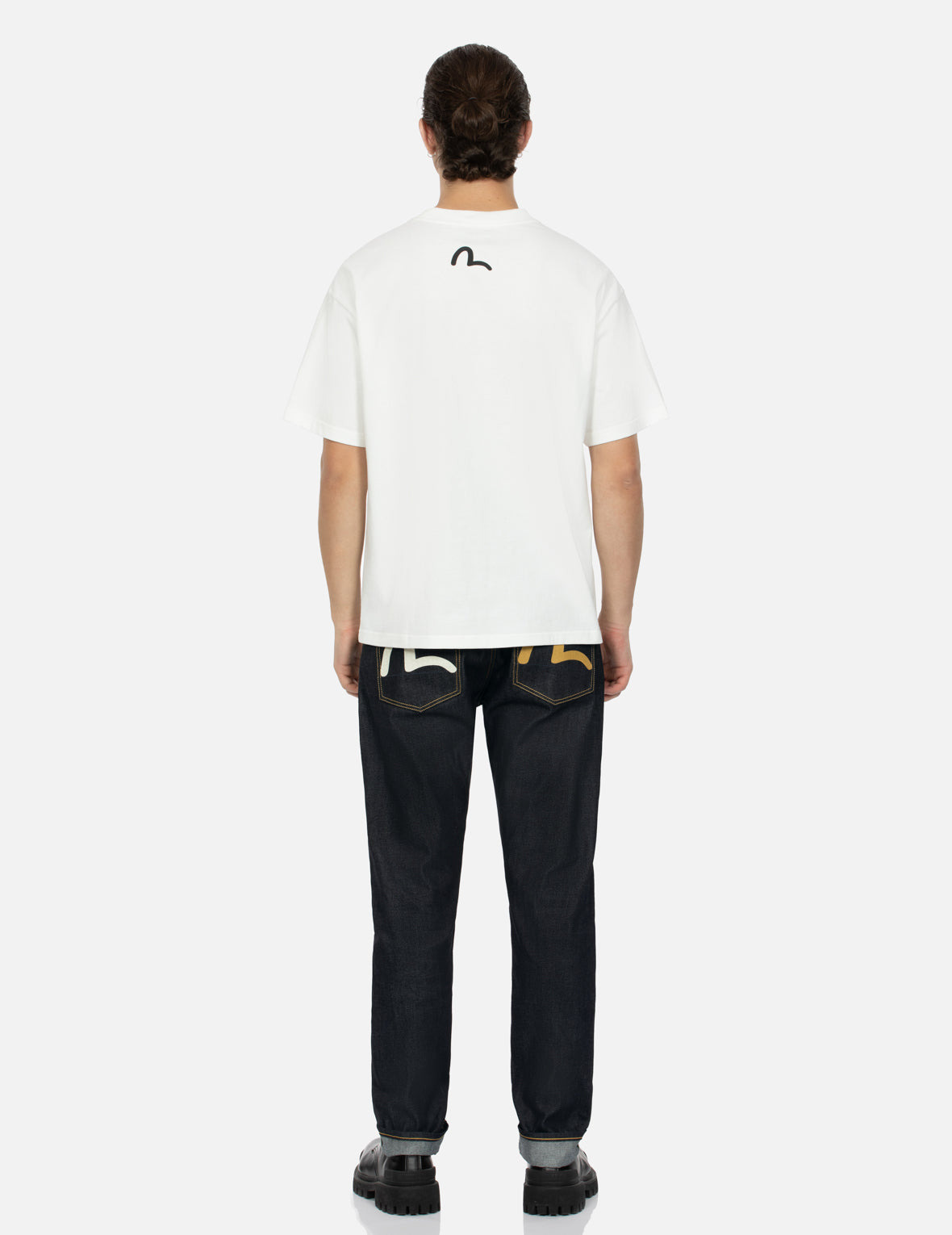 海鸥印花口袋窄脚牛仔裤 #2017