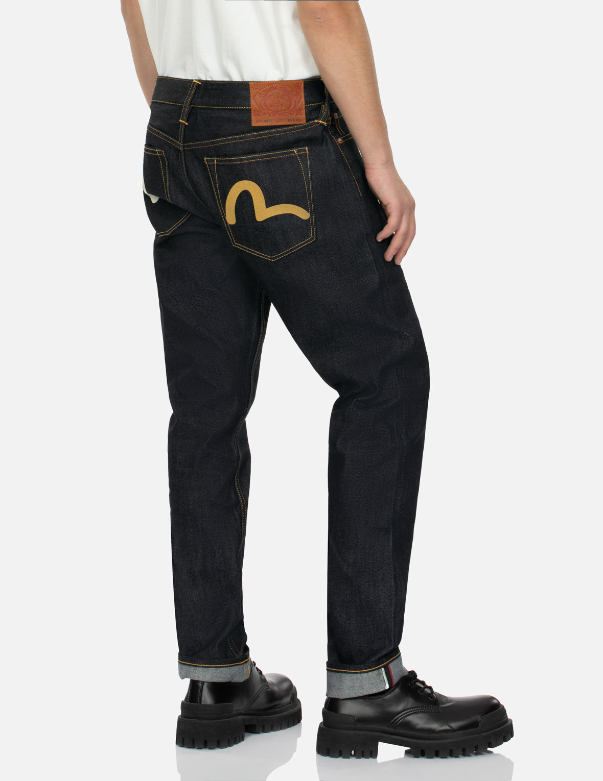 海鸥印花口袋窄脚牛仔裤 #2017