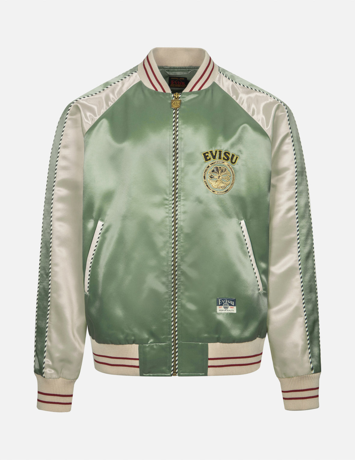 Kamon Brocade Appliqué and Carp Embrodiery Relax Fit Souvenir Jacket