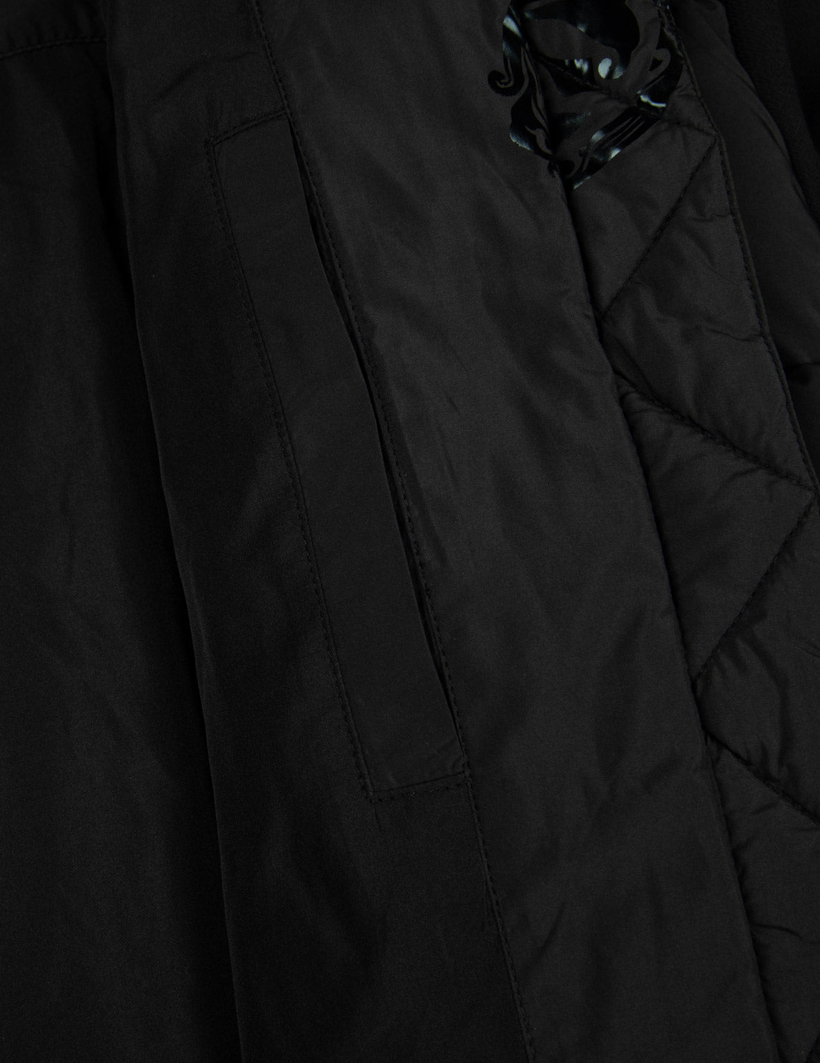 Kamon Print Loose Fit Padded Bomber Jacket