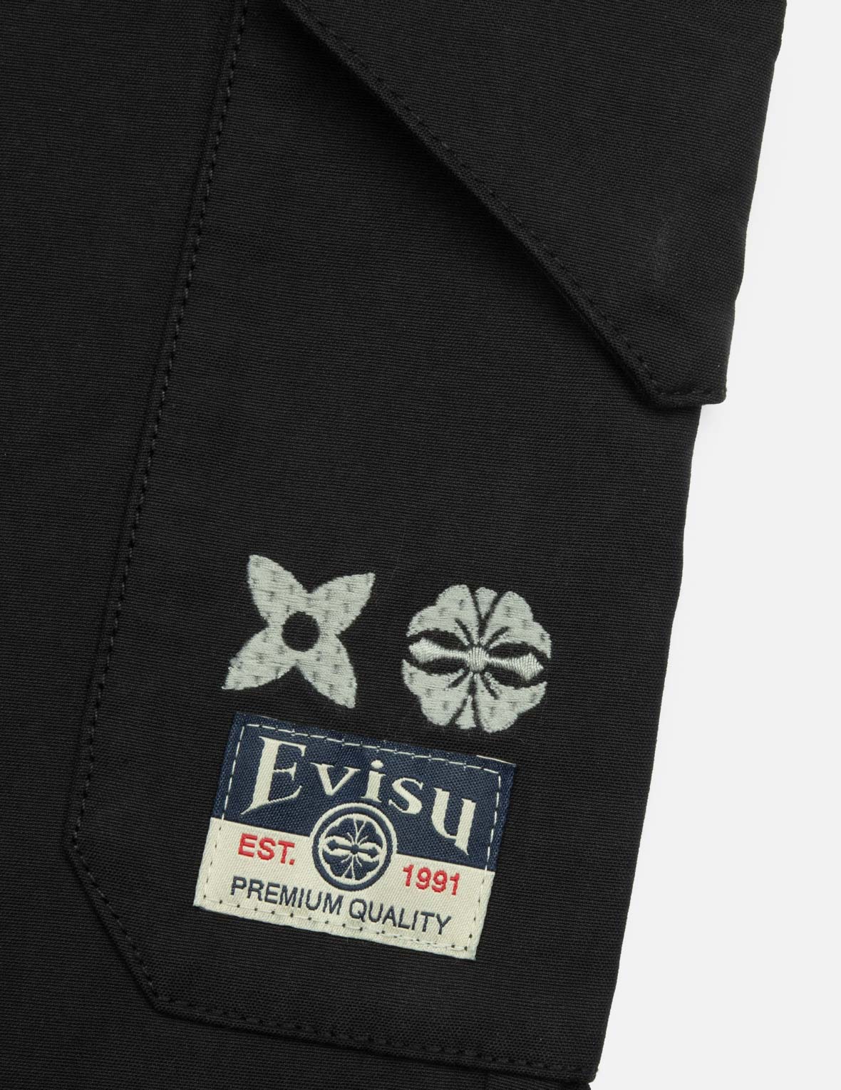 Kamon and Wheel of Wisdom Embroidery Fashion Fit Woven Jogger